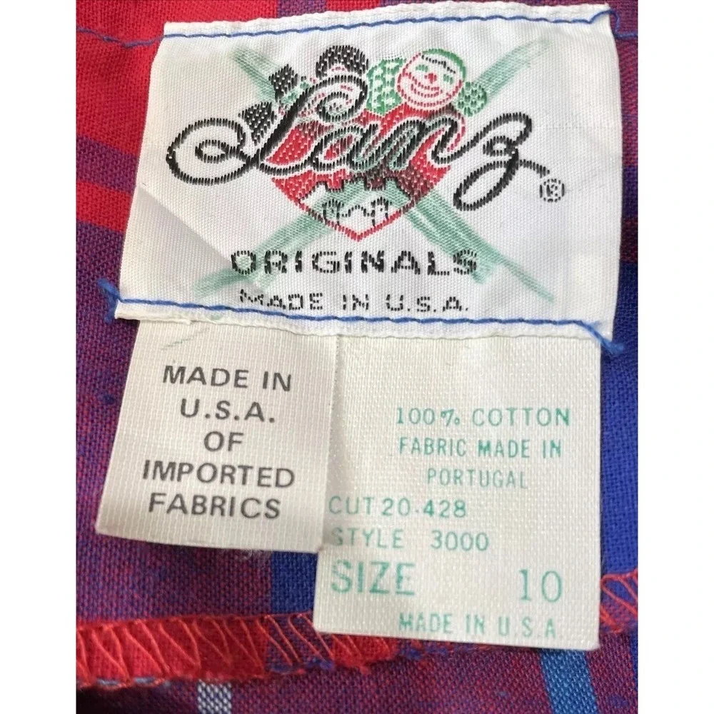 VTG LANZ ORIGINALS Plaid Dress SZ 10 Cotton Made In USA ( Missing Belt - Picture 5 of 5